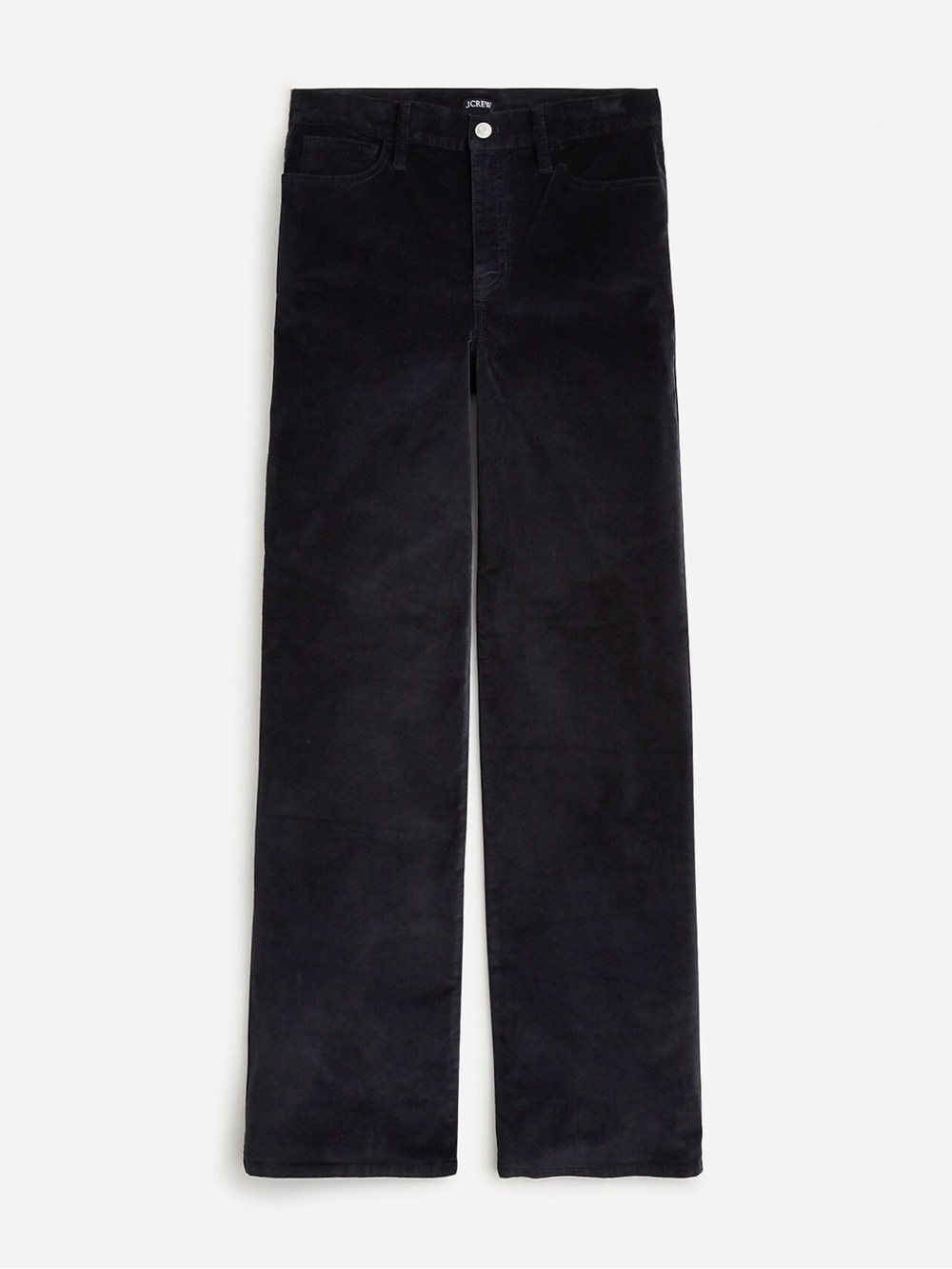 J. Crew Full Length Slim Wide-Leg Pant in Black Stretch Velvet Size 27